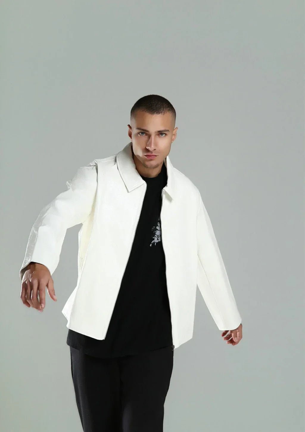 LEATHER JACKET BRANCA - NÔMADY COMPANY