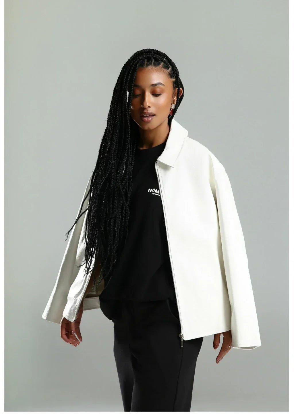 LEATHER JACKET BRANCA - NÔMADY COMPANY